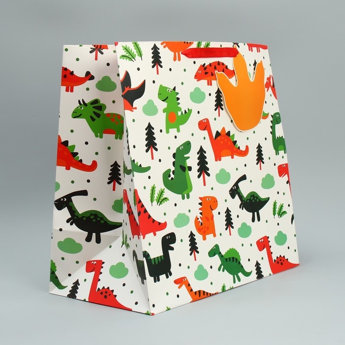 Пакет подарочный, упаковка, &laquo;Динозаврики&raquo;, 38 х 38 х 21 см