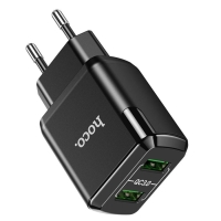 Сетевое зарядное устройство Hoco N6, 18 Вт, 2 USB QC3.0 - 3 А, черный