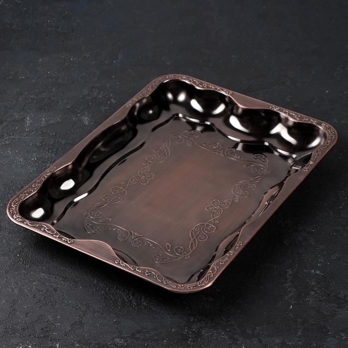 Поднос из нержавеющей стали «Дарк», 40×29×4 см, цвет бронзовый Поднос из нержавеющей стали «Дарк», 40×29×4 см, цвет бронзовый