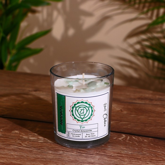 Свеча соевая  Свеча соевая "7 чакр" с кристаллами, 200 гр, Анахата