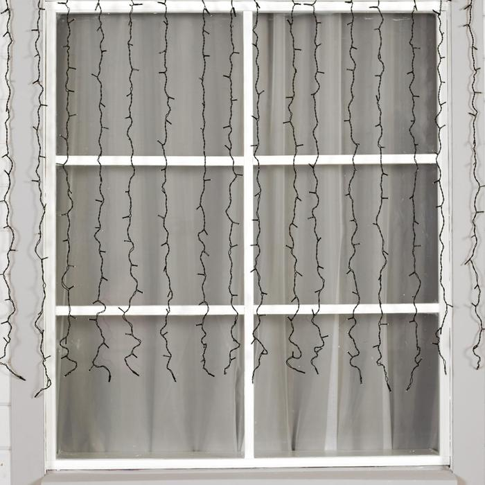 Гирлянда «Занавес» 2 × 1.5 м, IP44, УМС, тёмная нить, 360 LED, свечение синее, 220 В