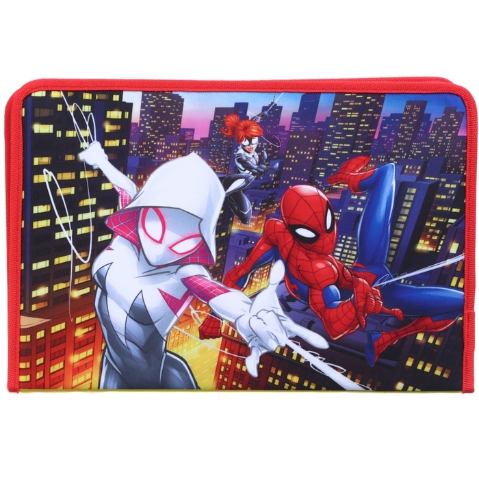 Папка для труда А4 с пеналом, на молнии, текстиль, Человек-паук Папка для труда А4 с пеналом, на молнии, текстиль, Человек-паук