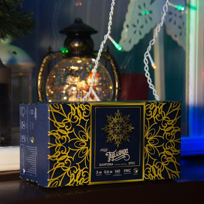 Гирлянда «Бахрома» 3 × 0.6 м, IP44, УМС, белая нить, 160 LED, свечение мульти, 220 В Гирлянда «Бахрома» 3 × 0.6 м, IP44, УМС, белая нить, 160 LED, свечение мульти, 220 В