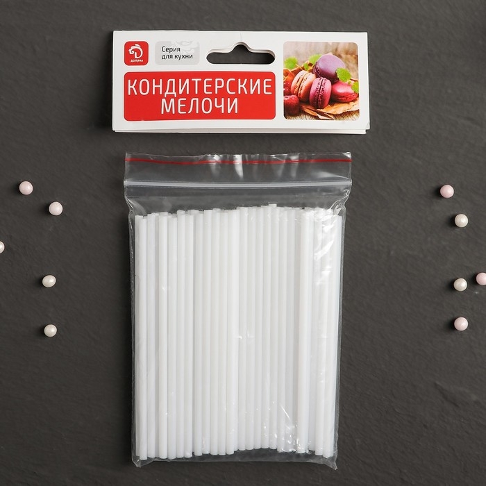 Набор палочек - дюбелей для кондитерских изделий Доляна, d=0,3 см, 10 см, 80 шт, цыет белый Набор палочек - дюбелей для кондитерских изделий Доляна, d=0,3 см, 10 см, 80 шт, цыет белый