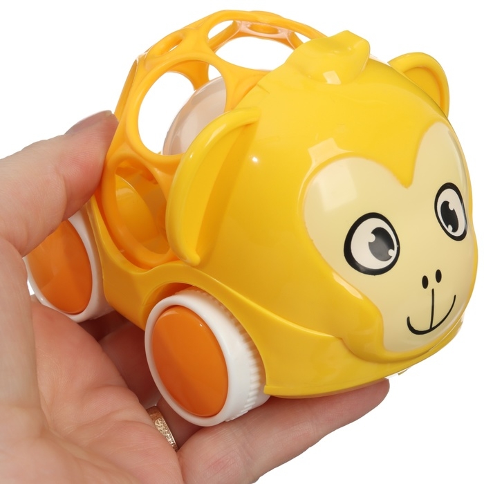 Машинка - погремушка «Обезьянка», с эластичными элементами, Крошка Я Машинка - погремушка «Обезьянка», с эластичными элементами, Крошка Я