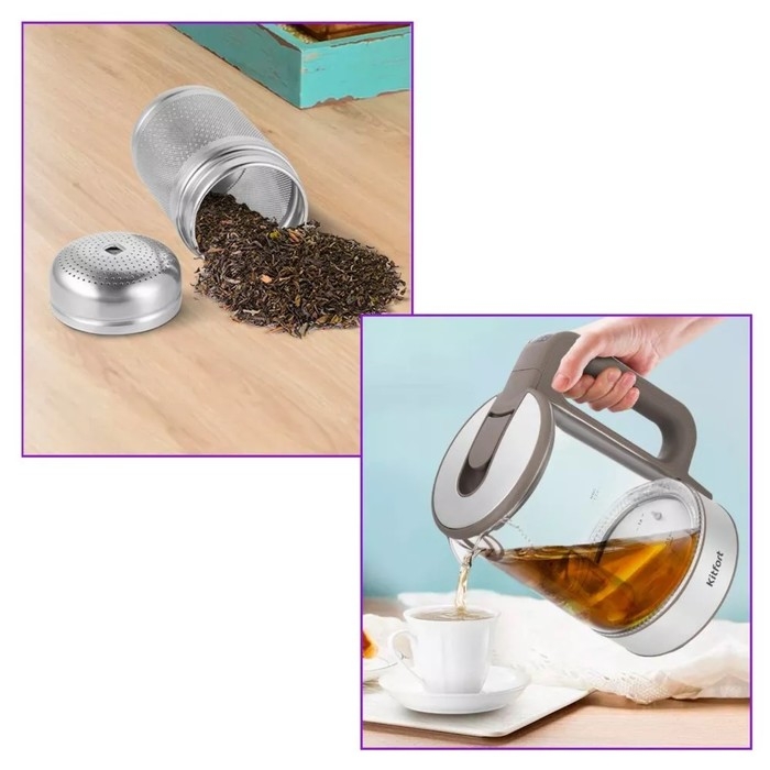 Чайник электрический Kitfort КТ-6664, стекло, 1.7 л, 2200 Вт, серый Чайник электрический Kitfort КТ-6664, стекло, 1.7 л, 2200 Вт, серый