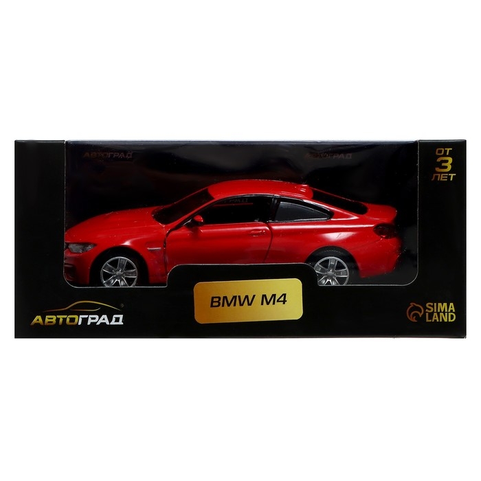 Машина металлическая BMW M4 COUPE, инерционная, 1:32, открываются двери, цвет красный Машина металлическая BMW M4 COUPE, инерционная, 1:32, открываются двери, цвет красный
