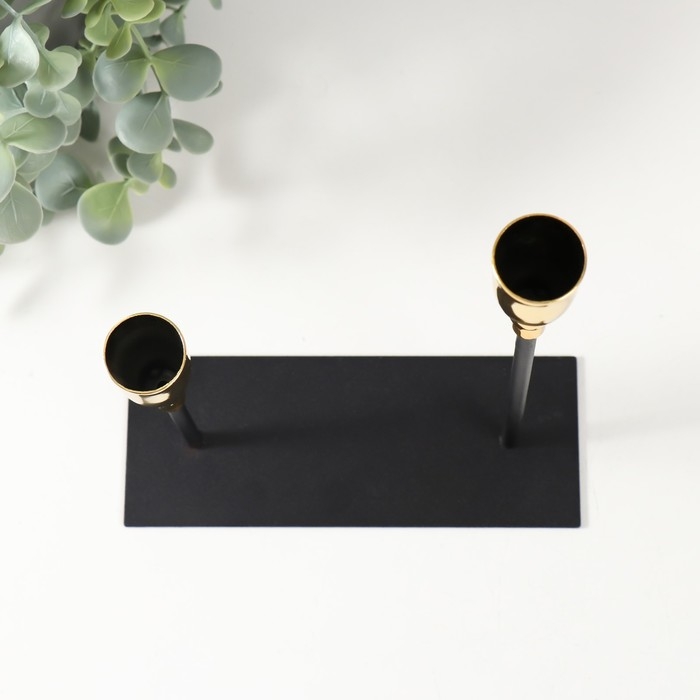 Подсвечник металл на 2 свечи  Подсвечник металл на 2 свечи "Ахиллес" чёрный с золотом 15,5х6х18,5 см