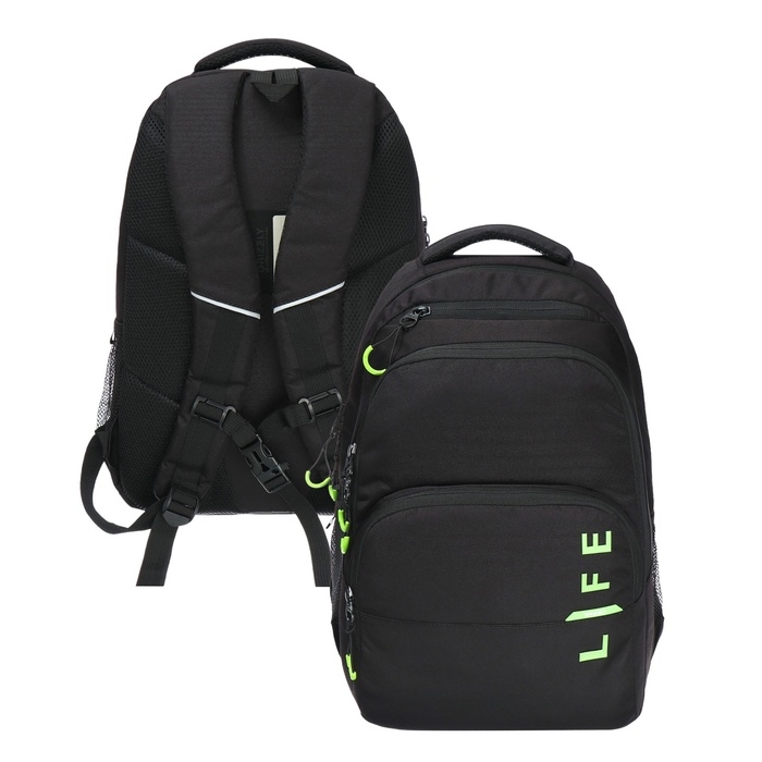 Рюкзак молодёжный 45 х 32 х 23 см, Grizzly, эргономичная спинка, отделение для ноутбука, чёрный Рюкзак молодёжный 45 х 32 х 23 см, Grizzly, эргономичная спинка, отделение для ноутбука, чёрный