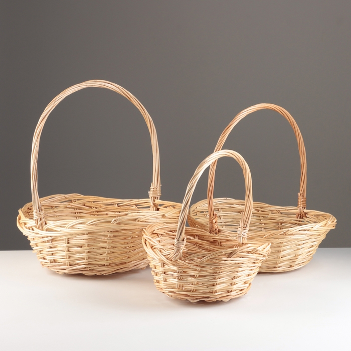 Набор корзин из 3 шт, 38х29х14/36 см, 32х23х13/31 см, 26х19х11/26 см, ива Набор корзин из 3 шт, 38х29х14/36 см, 32х23х13/31 см, 26х19х11/26 см, ива