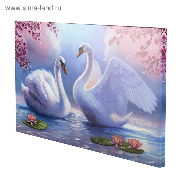Картина на холсте Картина на холсте "Лебеди на пруду" 60*100 см