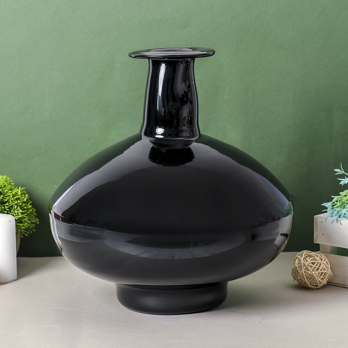 Ваза Ваза "Черный глянец" бутыл.декор 28х30 см