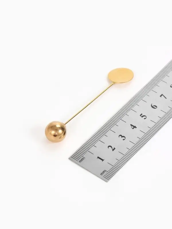 Основа &laquo;Брошь-игла&raquo; с шариком d=1.2 см (набор 5 шт.), L=7 см, площадка 1.5 см, цвет золото