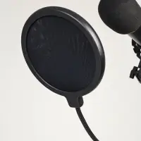 Микрофон конденсаторный Music Life золотой: кабель, ветрозащита, стойка