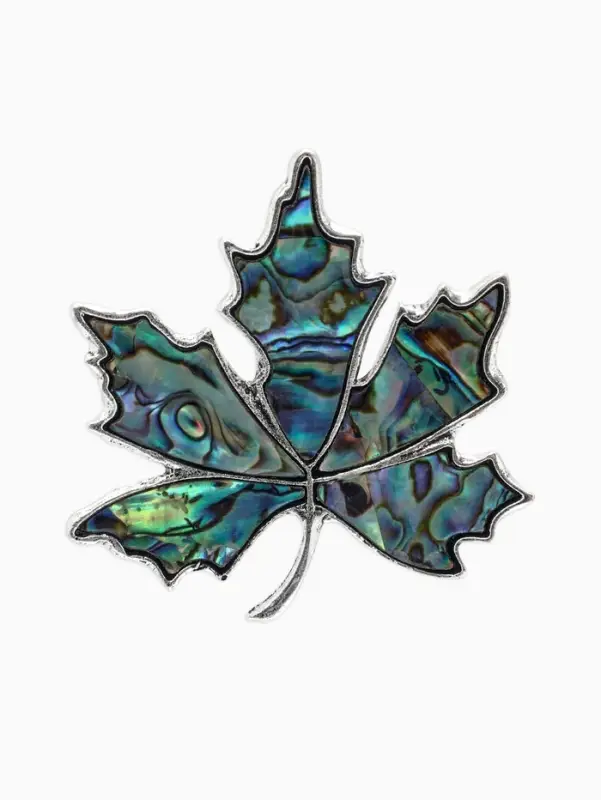 Брошь-кулон &laquo;Галиотис. Лист клёна&raquo;, зелёная в чернёном серебре