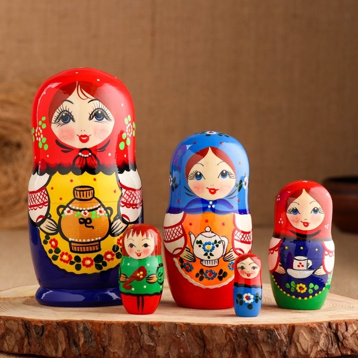 Мартешка  Мартешка "Чаепитие" 18см, 5 кукольная, ручная роспись