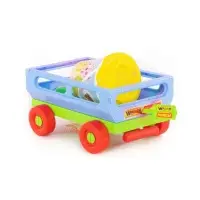 Набор игрушек для песочницы, 6 предметов: тележка, ведро, ситечко, лопатка, грабельки, формочка