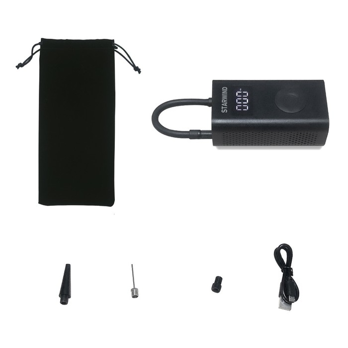 Автомобильный компрессор Starwind CC-140 15л/мин шланг 0.18м, встроенный АКБ Автомобильный компрессор Starwind CC-140 15л/мин шланг 0.18м, встроенный АКБ