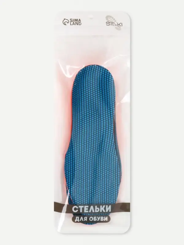 Стельки для обуви, универсальные, спортивные, р-р RU до 36 (р-р Пр-ля до 38), 24 см, пара, синий/красный