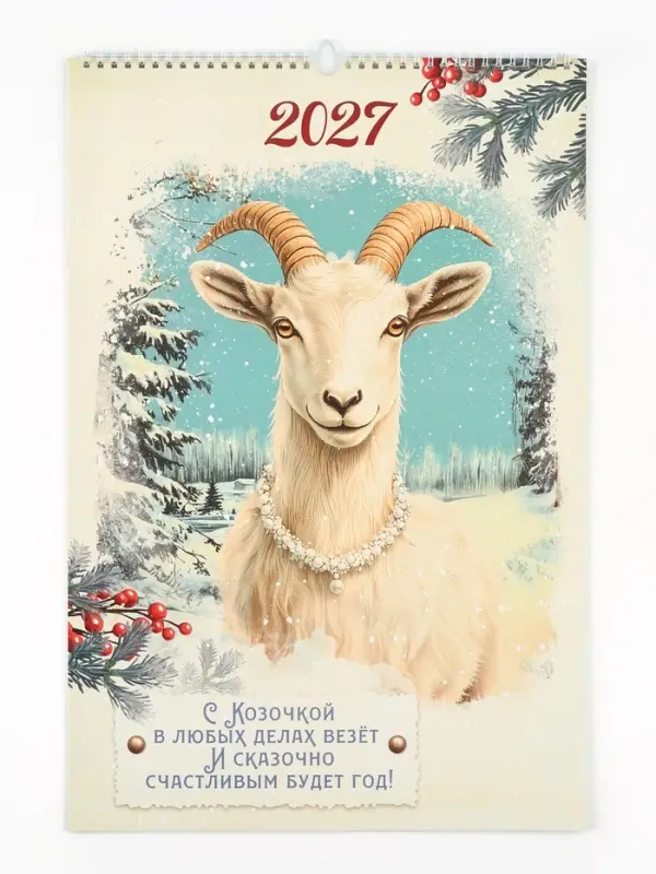Календарь 2027 перекидной на ригеле А3 &laquo;Ретро&raquo;