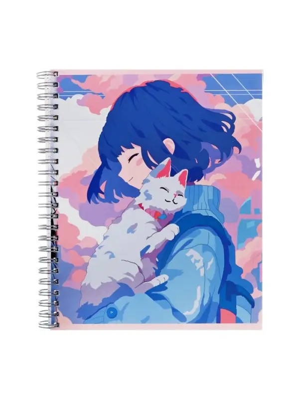 Набор тетрадей Calligrata &laquo;Аниме. Девочка с котом&raquo;, 3 штуки, 96 листов, на гребне, обложка из мелованного картона