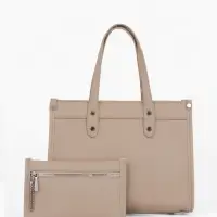 Сумка женская тоут TEXTURA на молнии, с кошельком, 30&times;10&times;24 см, бежевый