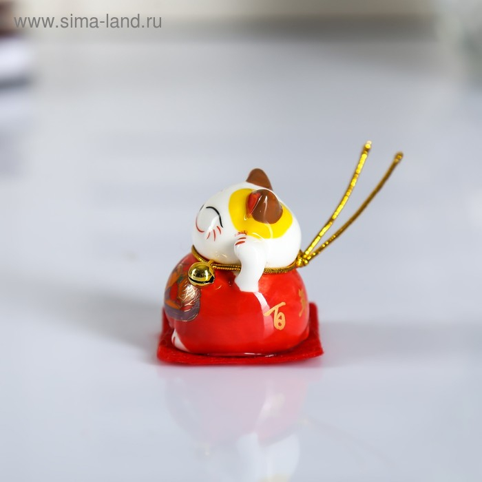 Сувенир керамика Сувенир керамика "Манэки-нэко с рисунком, на коврике" набор 5 шт 4х4х3,5 см