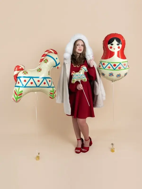Воздушный шар фольгированный 32" &laquo;Матрёшка&raquo;, русский узор