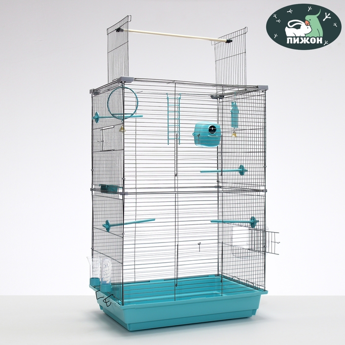 Клетка для птиц Клетка для птиц "Пижон" №104-Б, разборная, 2 секции, 58 х 40 х 88см, бирюзовая