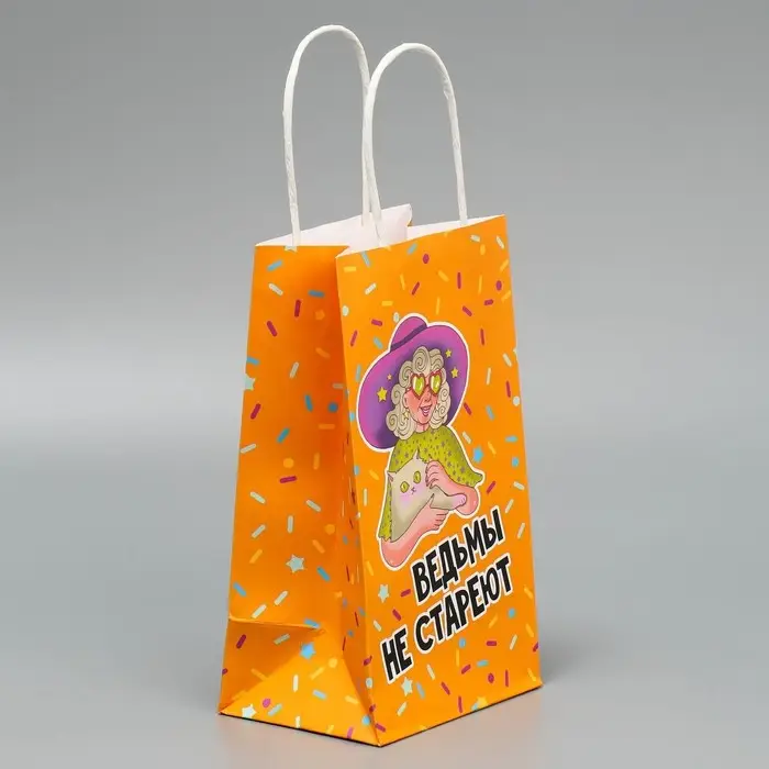 Пакет подарочный крафтовый, упаковка, «Ведьма», Хеллоуин, 12 х 21 х 9 см Пакет подарочный крафтовый, упаковка, «Ведьма», Хеллоуин, 12 х 21 х 9 см