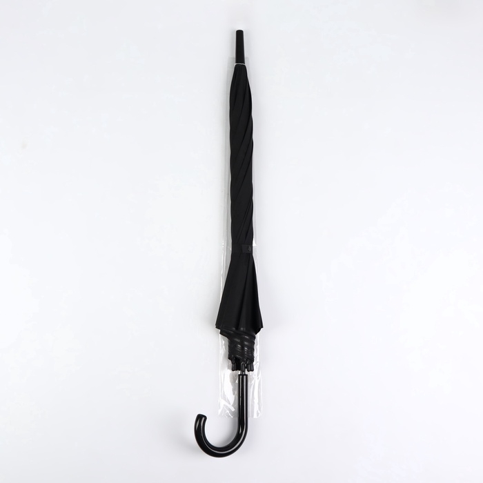 Зонт - трость полуавтоматический «Однотонный», 8 спиц, R = 46/55 см, D = 110 см, цвет чёрный Зонт - трость полуавтоматический «Однотонный», 8 спиц, R = 46/55 см, D = 110 см, цвет чёрный