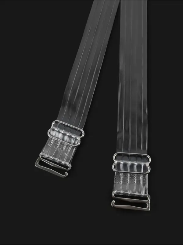 Лямки для бюстгальтера, силиконовые, фурнитура металл, 5 полос, 1.9 см, 37 см, пара, прозрачные