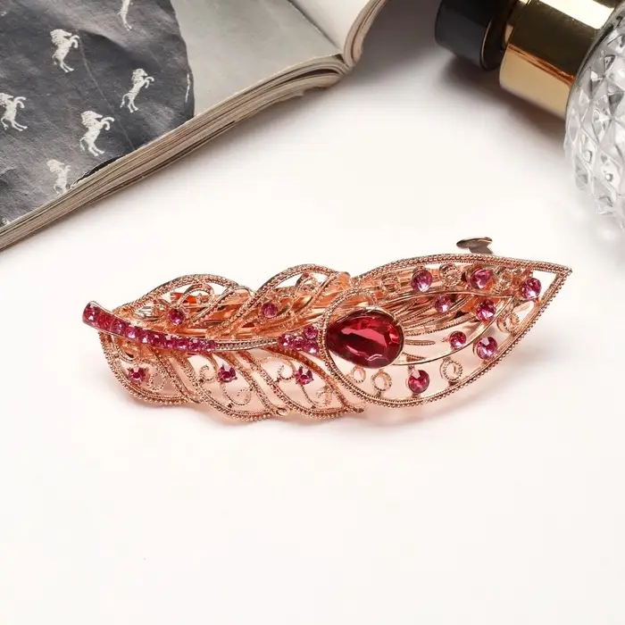 Заколка-автомат для волос QF &laquo;Маргарет&raquo;, листочек, 9 см, золото