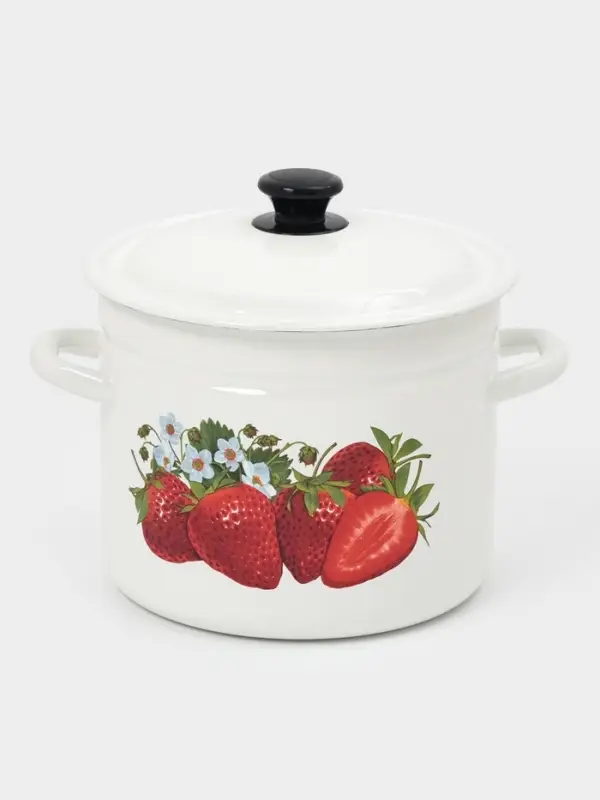 Кастрюля эмалированная, 7 л, d=23.5 см, с крышкой, белая