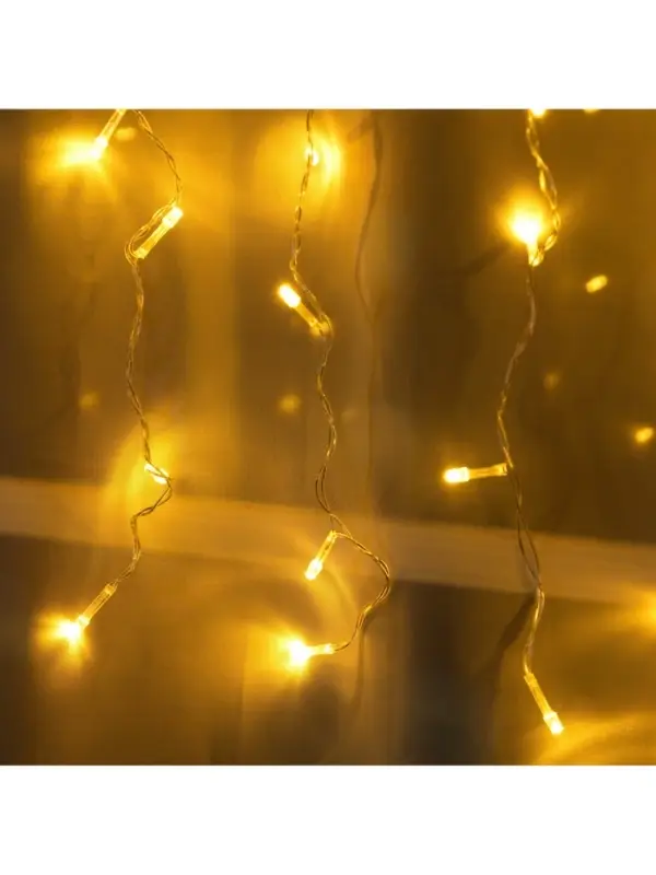 Гирлянда &laquo;Занавес&raquo; 2&times;1.5 м, IP20, прозрачная нить, 360 LED, свечение тёплое белое, 8 режимов, 220 В