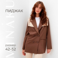 Пиджак женский с накидкой MINAKU: Casual Collection  цвет коричневый, р-р 46
