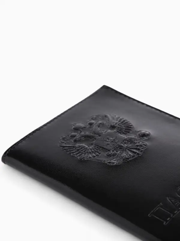 Обложка для паспорта, натуральная кожа, гладкая, чёрная