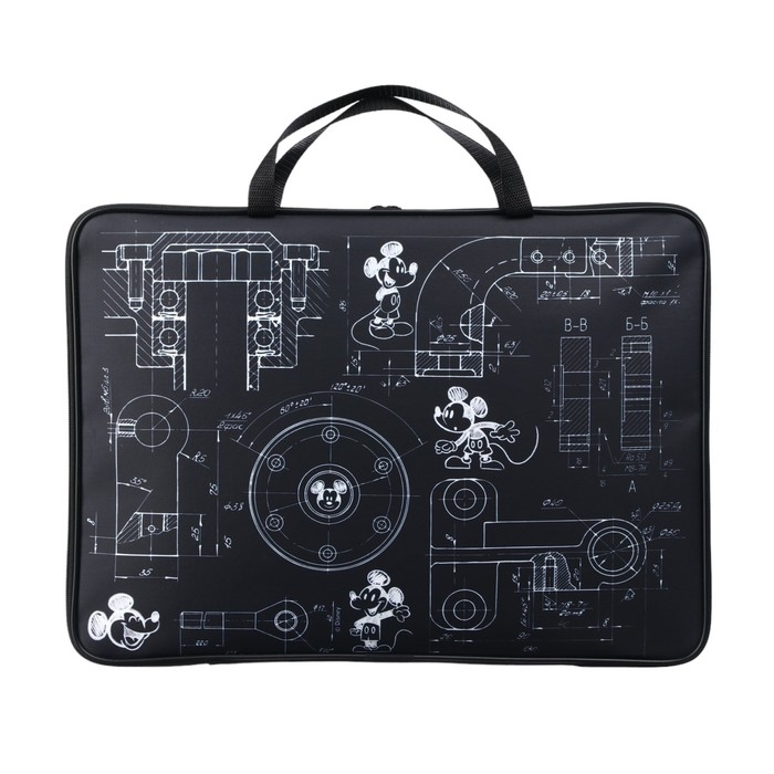 Папка для черчения и рисунков А3, 470х350х20 мм с ручками, текстильная,Микки Маус