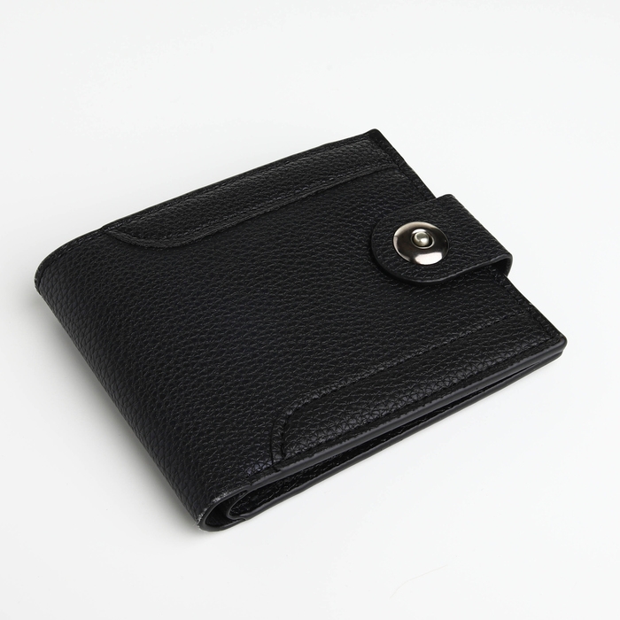 Портмоне мужское на магните, отдел для карт, монет, цвет чёрный