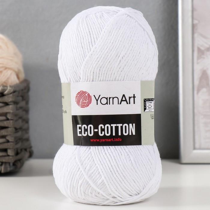 Пряжа Пряжа "Eco-Cotton" 80% хлопок 20% полиэстер 220м/100гр (760 ультрабелый)