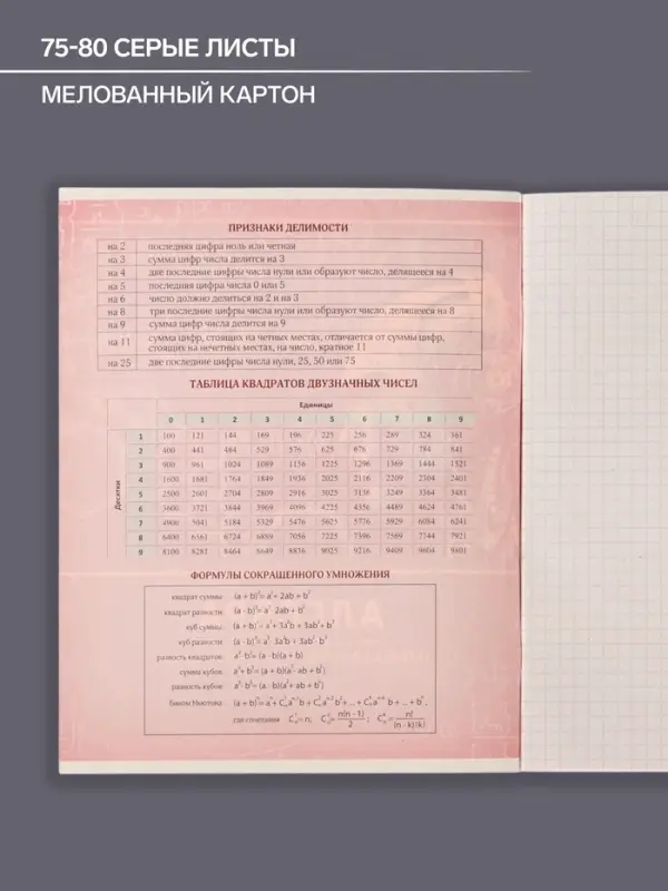 Тетрадь предметная 48 листов в клетку Calligrata, &laquo;Металл. Алгебра&raquo;, обложка мелованный картон, серые листы