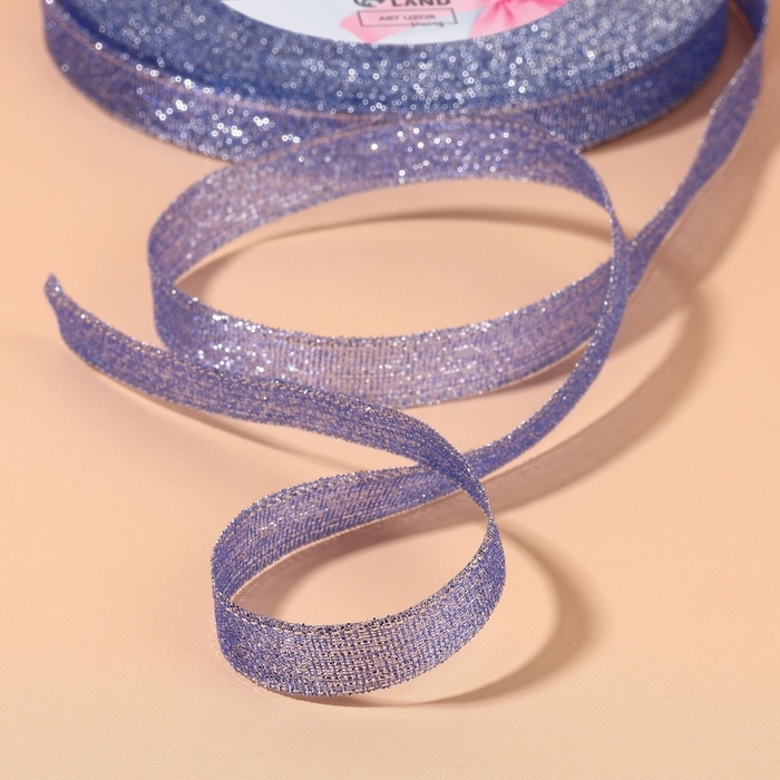 Лента парчовая, 10 мм, 23 ± 1 м, цвет синий №037 Лента парчовая, 10 мм, 23 ± 1 м, цвет синий №037