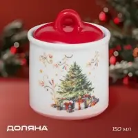 Сахарница новогодняя Доляна &laquo;Волшебное дерево&raquo;, 150 мл, керамика, цвет белый