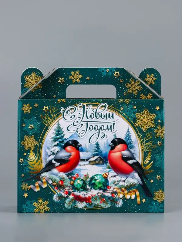 Коробка подарочная складная Коробка подарочная складная "Снегири" 23 х 8,5 х 23 см