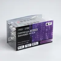 Гирлянда &laquo;Занавес&raquo; 2.8&times;3 м, роса на крючках, с пультом, IP20, серебристая нить, 300 LED, свечение фиолетовое, 8 режимов, USB