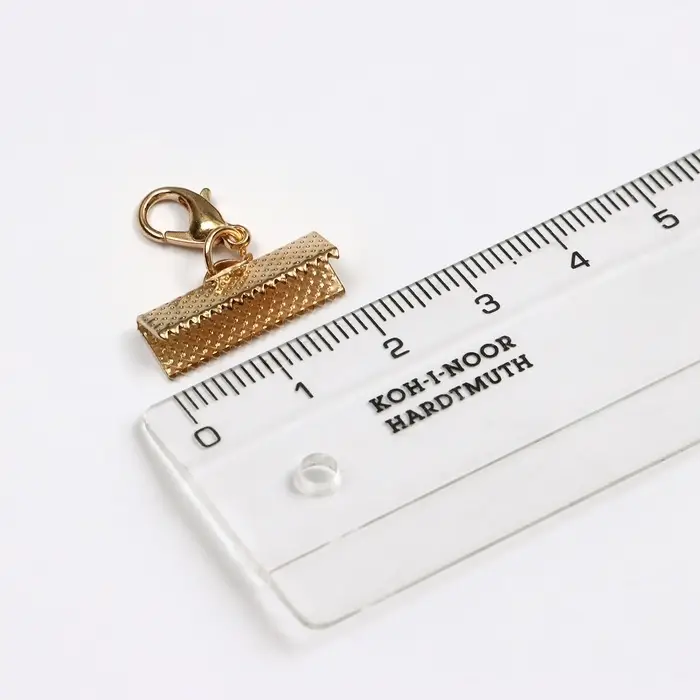 Зажим для ленты (пара) QF, 20 мм, металл, с цепочкой удлинителем, цвет золото