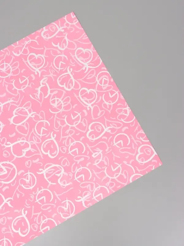 Пленка для цветов, "Сердца", розовая, 57х57 см