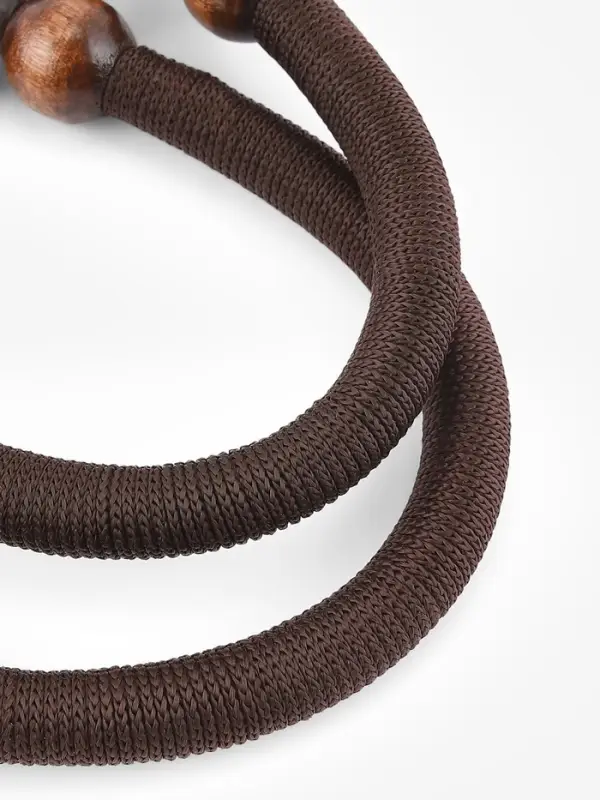 Ручки для сумки, 2 шт., вощёный шнур/дерево, 46.5&times;4 см, цвет коричневый