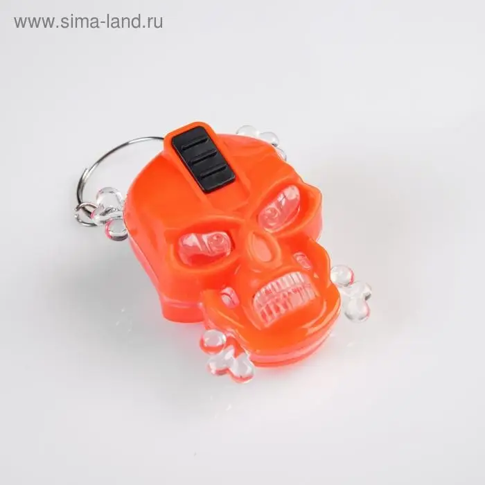 Фонарик брелок для ключей на кольце «Череп», 1 режим, 2×AG13, 4×3 см Фонарик брелок для ключей на кольце «Череп», 1 режим, 2×AG13, 4×3 см