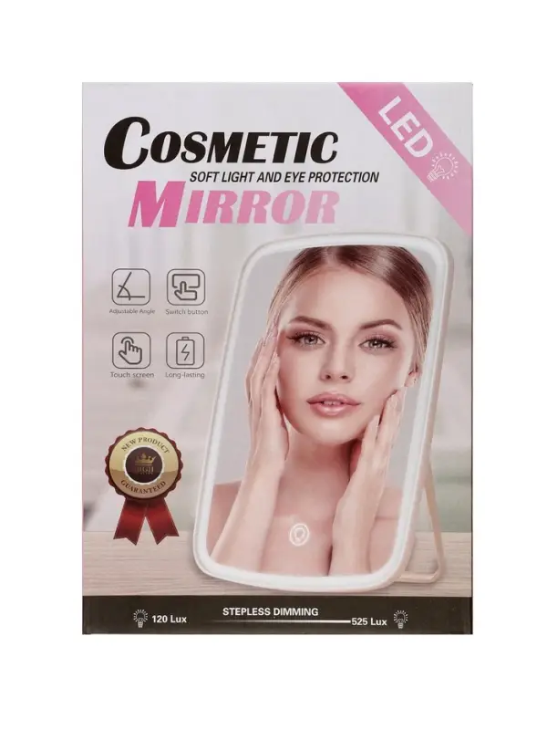 Зеркало KZ-12, подсветка, настольное, 42 диода, USB, 3 режима свечения Зеркало KZ-12, подсветка, настольное, 42 диода, USB, 3 режима свечения